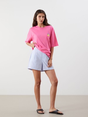 Lc Waikiki Yeni Sezon Loose Fit Çizgili Kadın Pileli Şort