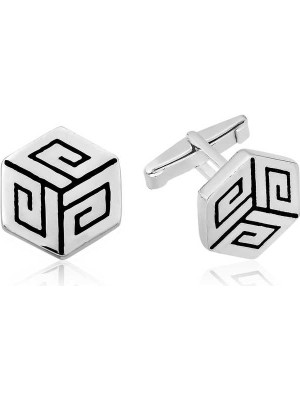 Marsilyan ​925 Ayar Gümüş Vintage Desenli Petek Kol Düğmesi T4663 (72)