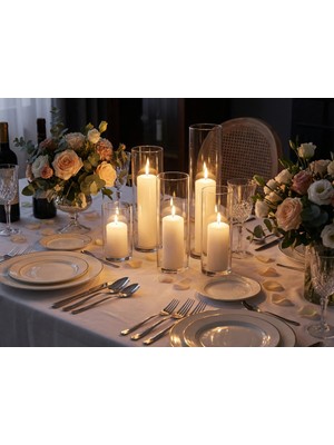 Glassy Dekorasyonda Ihtişamın Zirvesi: 5’li Dev El Işçiliği Cam Silindir Set (15-20-25-30-40CM)