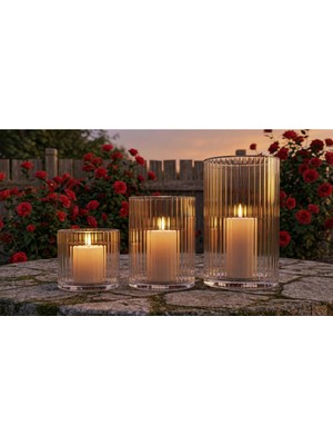 Glassy Işığın En Zarif Hali: El Işçiliği Optik Silindir Mumluk & Vazo SETI(10-15-20CM)