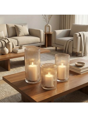 Glassy Yaşam Alanınıza Işıltılı Bir Dokunuş: 3’lü Optik Desenli Silindir Set(15-20-25)