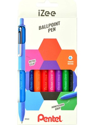 Pentel 1.0 mm Yağ Bazlı Mekanizmalı Roller Kalem - Izee - 8'li Blister (A-B-C-D-F-P-S-V)