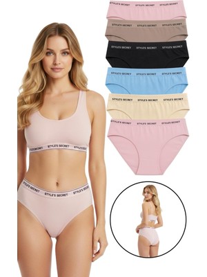 Exlove 6'lı Style's Secret Kadın Pamuklu Bikini Külot - Esnek Bel Günlük Rahat Iç Çamaşırı