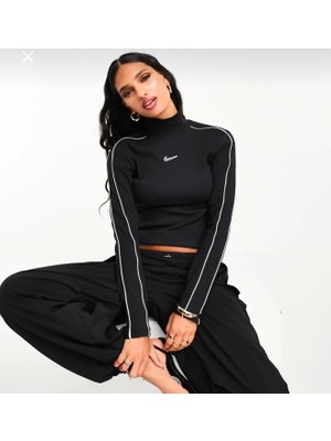 Nike Sportswear Stretchy Twill Turtleneck Long-Sleeve Siyah Kadın Uzun Kollu Sweatshirt FV4990-010