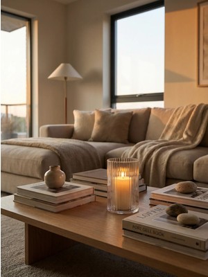 Glassy Estetiğin Zirvesi: 10X15 El Işçiliği Optik Silindir Mumluk & Vazo