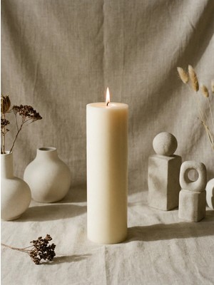 Glassy Dev Mum 10 Çap x 40 cm Silindir Parafin Mum – Uzun Süre Yanan Vanilya Kokulu Aromaterapi Mum