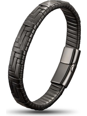 Fm Siyah Deri Örgü Ve Çelik Bileklik 31833B9D4