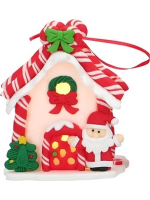 Mutlu Adım 1 Adet 9cm LED Işıklı Mini Kurabiye Beyaz Ev Noel Baba