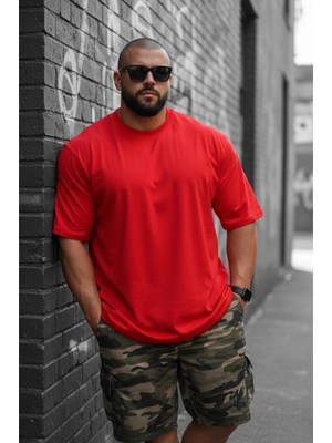 Oksit Kapty Erkek Büyük Beden Battal Basic Bisiklet Yaka Pamuklu T-Shirt Rahat Kesim Unisex Sevgili Kombini