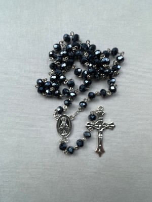 Yada Unique 5 mm Antrasit Rengi Çek Kristali Katolik Hristiyan Rosary Tesbih / Haç Kolye