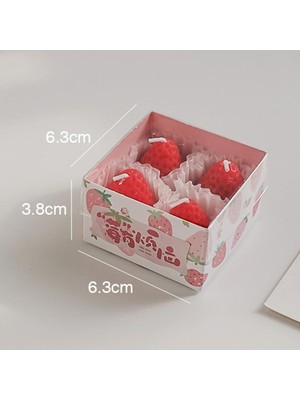 Mutlu Adım 4 Adet Mini 3,5cm Çilek Mum Çilek Kokulu