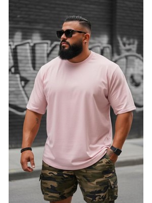 Oksit Kapty Erkek Büyük Beden Battal Basic Bisiklet Yaka Pamuklu T-Shirt Rahat Kesim Unisex Sevgili Kombini