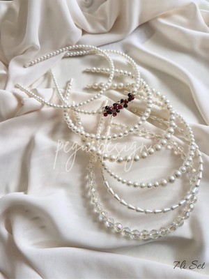 Pegu 7 Li Mega Set Inci Sıralı Taç Takımı