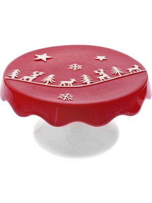 Mutlu Adım 1 Adet 16X9CM Seramik Mini Pasta Mum Standı Yılbaşı Kırmızı