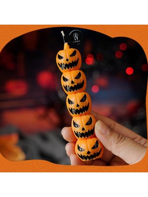 Mutlu Adım 1 Adet 10,8cm Cadılar Bayramı Mini Mum Üst Üste Balkabağı