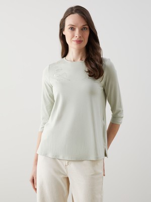 Lc Waikiki Yeni Sezon Bisiklet Yaka Pul Işlemeli Kadın Bluz