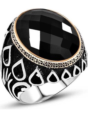 Inure Jewelry Gümüş Siyah Zirkon Taşlı Erkek Yüzük