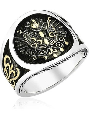Inure Jewelry Gümüş Osmanlı Devlet Armalı Erkek Yüzük
