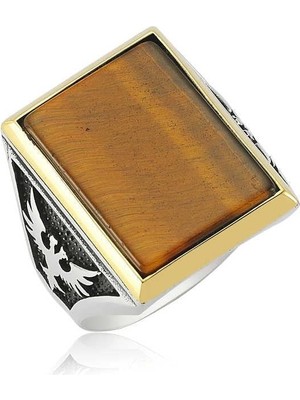 Inure Jewelry Gümüş Kaplan Gözü Erkek Yüzük