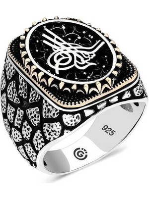 Inure Jewelry Gümüş Tuğra Oval Erkek Yüzük