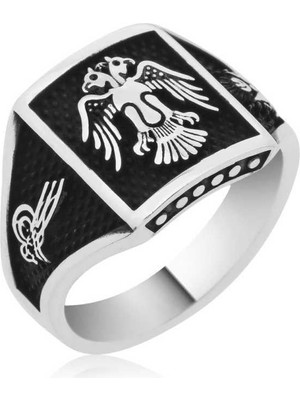 Inure Jewelry Gümüş Çift Başlı Kartal Erkek Yüzük