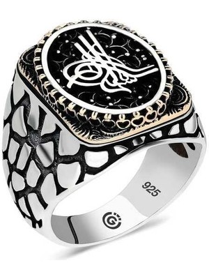 Inure Jewelry Gümüş Tuğra Oval Erkek Yüzük