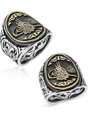 Inure Jewelry Gümüş La Ilahe Illallah Yazılı Tuğra Erkek Yüzük