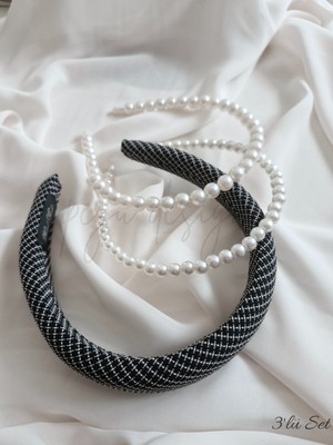 Pegu 3 Lü Set Sünger Dolgulu ve Sıralı Inci Taç , Gelin,davet ,kutlama ,günlük, Özel Gün,yaşam