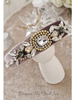 Pegu Gül Kurusu Kristal Kesim Taşlı Özel Tasarım Kadife Taç ,davet,yılbaşı,düğün,balo,noel,yeni Yıl