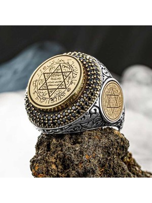 Inure Jewelry Gümüş Süleyman Mührü Erkek Yüzük
