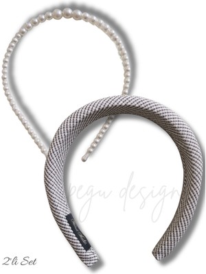 Pegu 2 Li Set Sünger Dolgulu ve Sıralı Inci Taç , Gelin,davet ,kutlama ,günlük, Özel Gün,yaşam