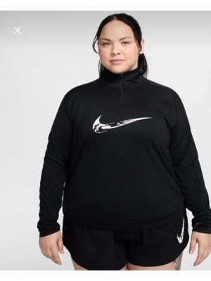 Nike Swoosh Women's Dri-Fıt 1/4-Zip Mid Layer Siyah Kadın Uzun Kollu Koşu Üst FV6389-010
