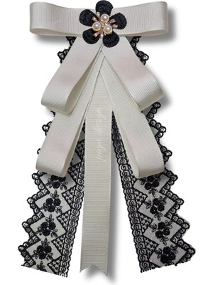 Pegu Ekru Grogren Kurdele Dantel Güpürlü Incili Çiçekli Yaka Broş,papyon,kravat ..