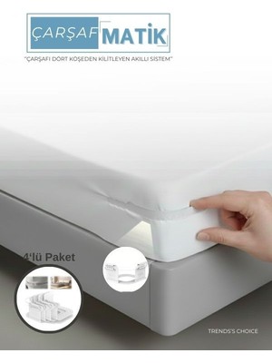 Trends's Choice Çarşafmatik Çarşaf Kaydırmaz Sabitleyici – Çarşafı Dört Köşeden Kilitleyen Akıllı Sistem 4'lü Set