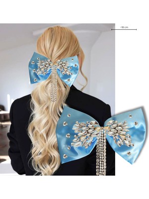 Pegu Mavi Saten Taşlı Otomatik Özel Tasarım Toka ,(Düğün,nişan,doğumgünü,kutlama )006