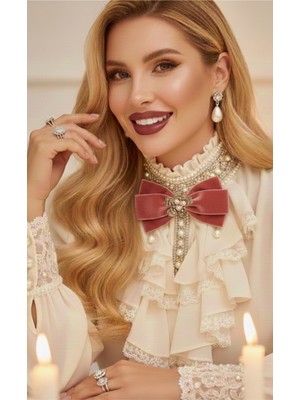 Pegu Gül Kurusukadife Incili Çiçekli Yaka Broş,papyon,kravat ..