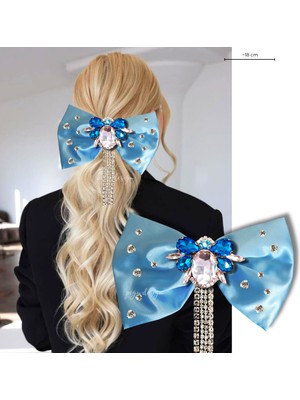 Pegu Saten Turkuaz Taşlı Otomatik Özel Tasarım Toka ,hediyelik,düğün,kutlama,okul 031