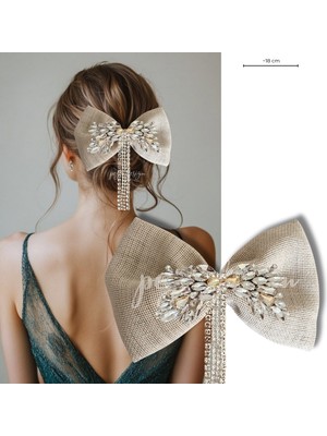 Pegu Bej Tonu Saten Taşlı Otomatik Özel Tasarım Toka ,(Düğün,nişan,doğumgünü,kutlama )010