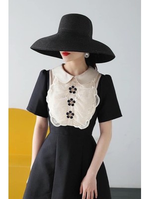 Pegu 3 Adet Incili Nakışlı Çiçek Model Trend Düğme Broş , Düğme Geçirme Aparatlı