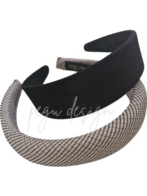 Pegu 2 Li Set Çizgili Dolgulu Taç ve Siyah Kadife Taç Takım