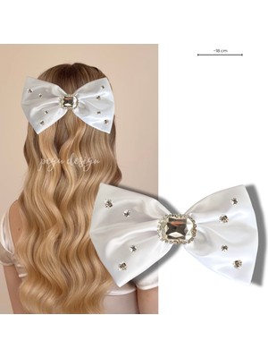 Pegu Beyaz Saten Taşlı Otomatik Özel Tasarım Toka ,(Düğün,nişan,doğumgünü,kutlama )004