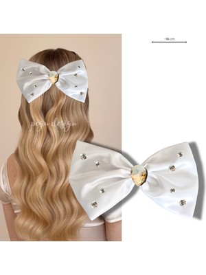 Pegu Beyaz Saten Taşlı Otomatik Özel Tasarım Toka ,hediyelik,düğün,kutlama,okul 002