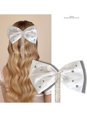 Pegu Sallantılı Beyaz Saten Taşlı Otomatik Özel Tasarım Toka ,(Düğün,nişan,doğumgünü,kutlama )004