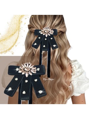 Pegu Siyah 2 cm Kadife Taşlı Özel Tasarım Otomatik Toka 30