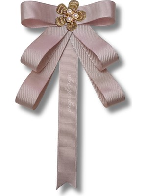 Pegu Pembe Grogren Kurdele Incili Çiçekli Yaka Broş,papyon,kravat ..