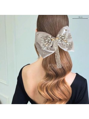 Pegu Gri Saten Taşlı Otomatik Özel Tasarım Toka ,(Düğün,nişan,doğumgünü,kutlama )002