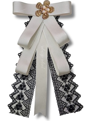 Pegu Ekru Grogren Kurdele Dantel Güpürlü Incili Çiçekli Yaka Broş,papyon,kravat ..