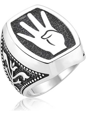 Inure Jewelry ​Gümüş Rabia İşareti Erkek Yüzük