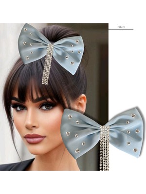 Pegu Mavi Saten Sallantılı Taşlı Otomatik Özel Tasarım Toka