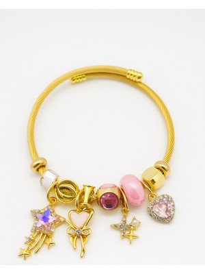 Normadia Yıldız ve Kalp Tasarımlı Çocuk Çelik Bileklik, Şık ve Dayanıklı Aksesuar